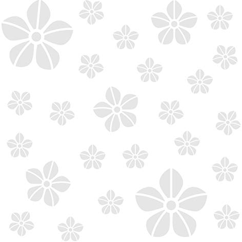 kleb-Drauf® | 25 Blumen | Weiß - glänzend | Wandtattoo Wandaufkleber Wandsticker Aufkleber Sticker | Wohnzimmer Schlafzimmer Kinderzimmer Küche Bad | Deko Wände Glas Fenster Tür Fliese