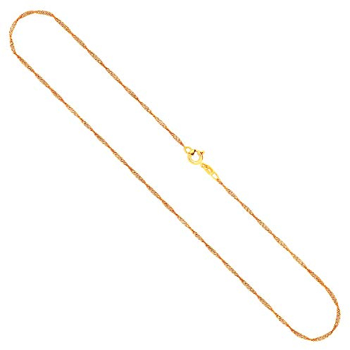 EDELIND Feine Goldkette Herren Damen Kinder 1.4 mm Singapurkette Gold 333 Gelbgold 50 cm Halskette Echtgold Kette ohne Anhänger mit Schmuck Geschenkbox