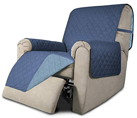 Greatime Sofaschoner, Sofa Schutz Abdeckung, Schonbezug, Sofaüberwurf, Sofabezug, Rutschfes,Reversible Gesteppte, Pet, Haustier Abdeckung, Kinder, Katzen, Hunde(Fernsehsessel,Dunkelblau/Hellblau)