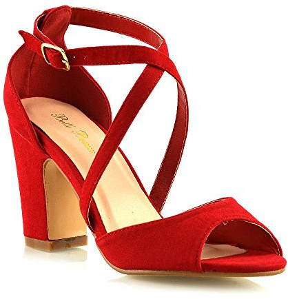 ESSEX GLAM Womens Strappy Sandals Block Mid Low Heel Ladies Party Bridal Shoes Size 3-8