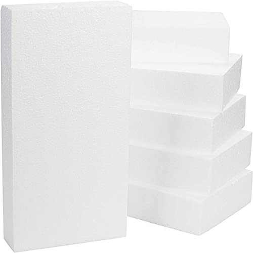 Craft Foam Blocks, 6-Pack of Rectangle Polystyrene Foam Bricks, White, 30.5 x 15 x 5 cm Each