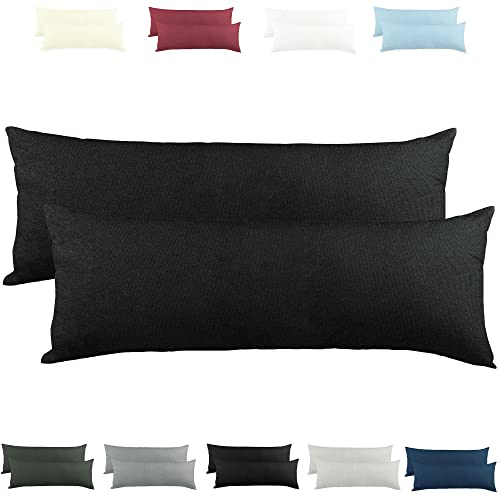 CelinaTex Active Seitenschläferkissen Bezug Doppelpack Set 40x200 schwarz Baumwolle Jersey Stillkissen Kissenhülle 5001573