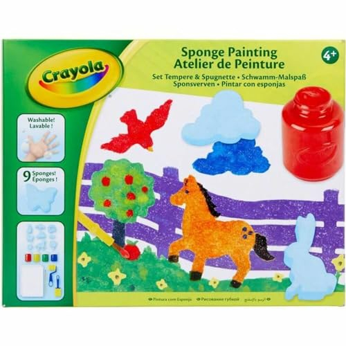 CRAYOLA - Kit de Peinture Lavable à l'Éponge, 4 Peinture de 59ml - Âge Conseillé: à Partir de 4 Ans