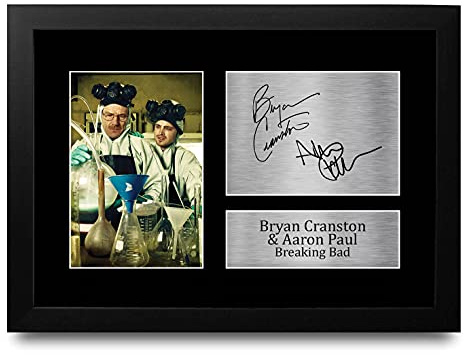 HWC Trading Breaking Bad A4 Gerahmte Signiert Gedruckt Autogramme Bild Druck-Fotoanzeige Geschenk Für Bryan Cranston Aaron Paul Tv-Show-Fans