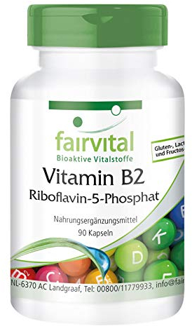 Fairvital | Riboflavine-5-Phosphate - Forme bioactive de vitamine B2 - Fortement dosé - VEGAN - 90 Capsules