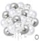 Palloncini Bianco Coriandoli Argento, Confezione da 50 pollici Palloncino per Feste in Metallo Cromato Argento da 12 pollici con Nastro d'Argento per Decorazioni per la Doccia di Compleanno