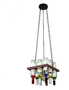 FABRILAMP - FAB 124598002 | Weinkeller Anhänger 1xe27 Rustikal Braun 8 Flaschen - FAB 124598002