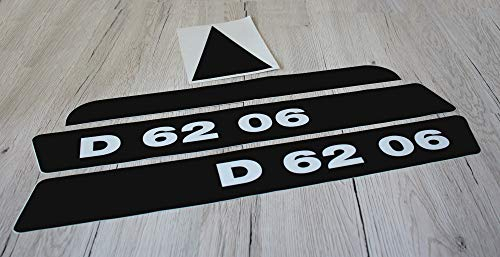 Deutz Aufkleber für Traktor D6206 Motorhaube lang Logo Emblem Sticker Label (schwarz/weiß schwarzer Balken & Dreieck)
