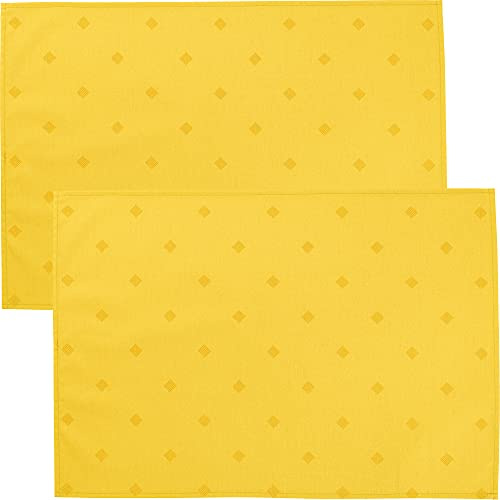 Erwin Müller abwaschbares Tischset, Platzset 2er-Pack Neuss im Rautendesign gelb Größe 35x50 cm - acrylversiegeltes Gewebe für leichtes Wischen