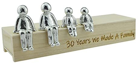 Pirantin 30th Anniversary Idea - 30 Years We Made A Family Metal Ornament - Choose Your Family Combination Box & Woodgrain May Vary(2 Children)