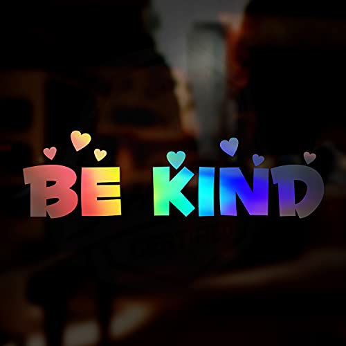 Be Kind Car Sticker, Spread Love Peace, Oil Slick Chrome Reflective Holographic Iridescent Car Window Sticker, Motorhome Caravan Sticker Vanlife Euro Girly Sticker, 200mm