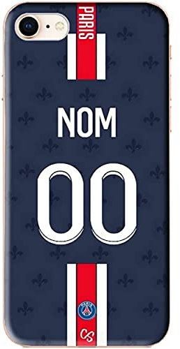 Coque Football Personnalisable Paris Domicile Saison 2021/2022 Bord Noir TPU Silicone à Personnaliser avec nom et numéro au Choix. Housse de Foot pour Smartphone personnalisée et fabriquée en France.