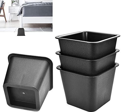 EMAGEREN Möbelerhöher 4 Stück Betterhöhung Möbelerhöhung höhenverstellbar stapelbar quadratisch Sofa-Erhöhung Tischerhöher Elefantenfuß Bed Riser zum Bett, Sofa, Tisch, 9,5cm Schwarz