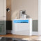 SIRHONA Buffet 3 Portes Blanc avec Lumières LED - Commode Armoire de Rangement pour Salon et Cuisine, 116x35x93 cm