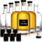 Hacaroa Set of 6 Glass Liquor Bottles with T-Top Caps, 375 ml Clear Bordeaux Wine Bottle, Heavy Base Vodka And Home Brewing Bottles for Kombucha, Beverages, Juice, Oils