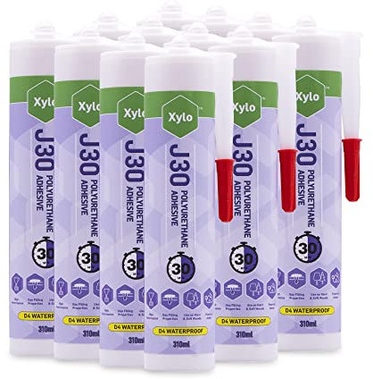 External 30 Minute PU Polyurethane Glue D4 Wood Glue Strong 310ml Adhesive Pack of 12, Xylo J5