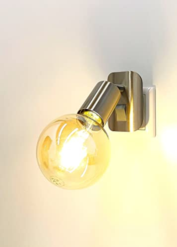 Trango 11-060A LED-Steckerleuchte inkl. 1x 4 Watt 2500K Gold warmweiß E27 LED Leuchtmittel in Nickel matt *ANNA* Wandleuchte, Leselampe, Nachtlicht, Wandlampe, Küchenlampe, Steckerlampe