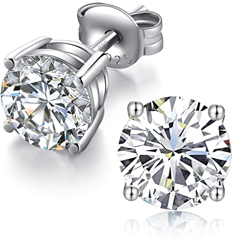Boucles D'oreilles Femme Homme Argent Pour Femmes Hommes Diamant Boucle Doreille 5A Zircon Cubique 4mm
