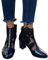 ORANDESIGNE Stivali da Donna in Tulle Vuoto Ricamato Stivaletti con Tacco Largo Stivali Corti Elegante Stivali Estivi in Pizzo Floreale con Giunzione con Cerniera A Nero 37 EU