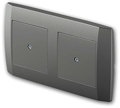 LOGIQ 2-fach Blind-Abdeckung, anthrazit, mit 2-fach Rahmen, Blinddosen