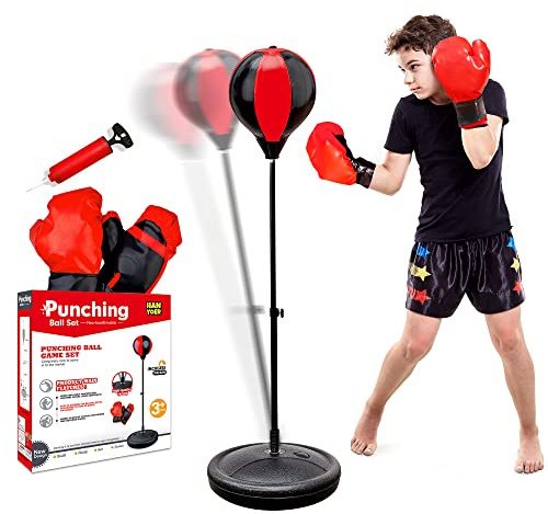 Punching Bag for Kids, 3-12 Adjustable Boxing Equipment with Boxing Gloves, Boxing Set as Boys & Girls Toys Gifts