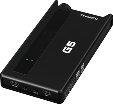 TOPPING G5 ES9068AS DAC Hi-Res Audio Portable DAC & Amp USB + BT + AUX Inputs USB Support Up to DSD512 & PCM768kHz 4.4mm & 3.5mm Headphone Output Portable Decoding Headphone Amplifier (Black)
