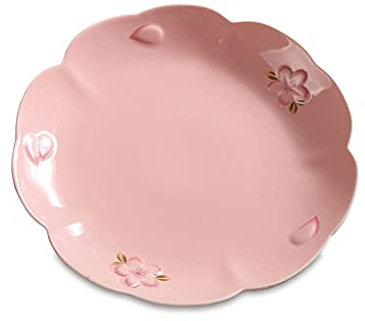 Piatti da portata in ceramica rosa con fiori di ciliegio giapponese per ristorante cucina e feste in famiglia, forno a microonde (rosa M)