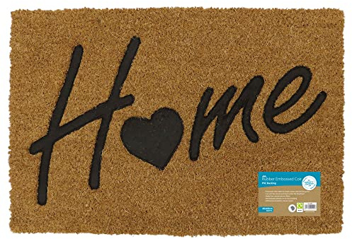 JVL Rubber Embossed PVC Backed Coir Doormat, 40x60cm, Home
