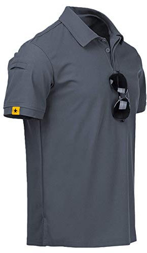 JACKETOWN Men's Polo Shirt Short Sleeve Breathable Tennis Summer T-Shirt Button Front Casual Sport Golf Regular-Fit Adult