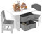 Duffy Kids Table and Chairs Set, Children Activity Desk with 2 Chairs, 2 Removable Drawers, Wooden Toddler Table Chair Set for Boys Girls (White/Grey)