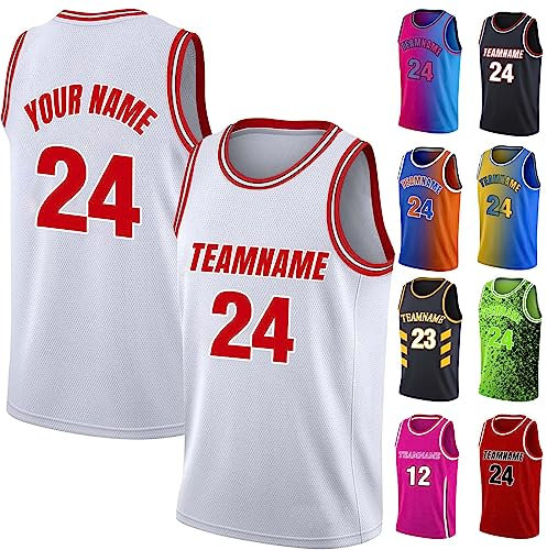 Basketballtrikot für Herren, Jungen, Kinder, personalisierbar, Namensnummer, ärmelloses Hemd, Weste, Trikots Basketball, Sportbekleidung, S ~ 4XL, Farbe 8, L