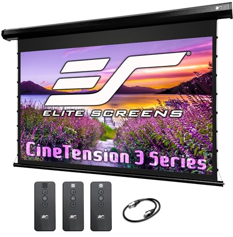 Elite Screens CineTension 3 Projector Screen, 100-inch 16:9, Indoor Electric Motorized ISF Material Tab Tension Home Theater Automatic Front Projection Movie Office Presentations, TE100HW3, Black