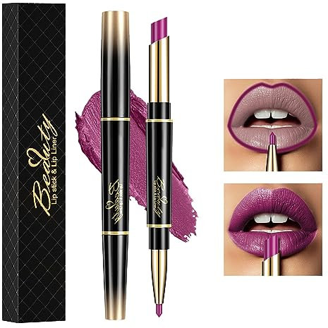 HOUSN Lippenstift und lipliner set, 2-in-1Matt Lippenstift Lip Liner, langanhaltende, antihaftbeschichtete Tasse, verblasst nicht, wasserdicht, Lippenstift-Make-up, für Frauen(05#Beerenfarbe)