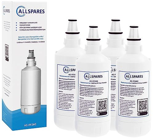 AllSpares Wasserfilter für Kühlschrank geeignet für Liebherr 7440002 (4 Stück)