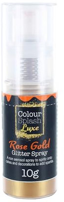 Colour Splash Luxe Glitter Spray | Rose Gold | Non-Aerosol Paint For Cake & Baking, Sparkling Lustre Edible Decoration | 10g