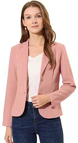 Allegra K Blazer Femme de Business à Col Revers Veste de Costume à Manches Longues Rose foncé 3XL
