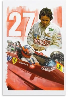 SECOLI Gilles Villeneuve Formula Racer Vintage Art Leinwand Poster High Definition Druck für Home Office Wall Art Deco 60 x 90 cm