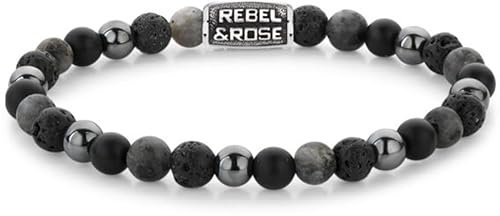 Rebel and Rose - RR-60127-V -Grey Rocks Vintage - Armband-Größe S, Perlen oder Leder Armband