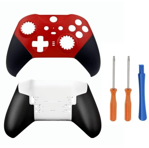 Hzxkqmil Coque du Boîtier de Remplacement pour Xbox Manette sans Fil Elite Series 2 - Core, Coquille Avant + Coque de Inférieure Accessoires, Rouge, avec Outils de Tournevis