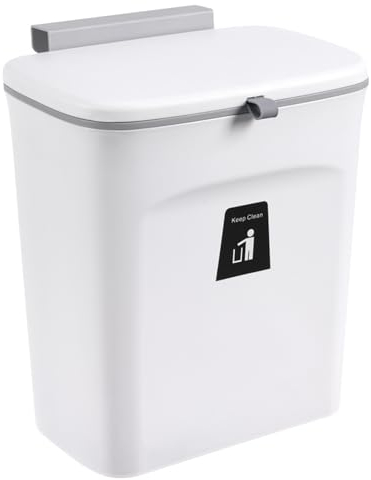 homewell Wandmülleimer für die Küche, Thekeneimer mit Deckel, um Gerüche zu vermeiden, kleiner hängender Abfalleimer, geeignet für Badezimmer und Küche, 26 x 16 x 29,5 cm