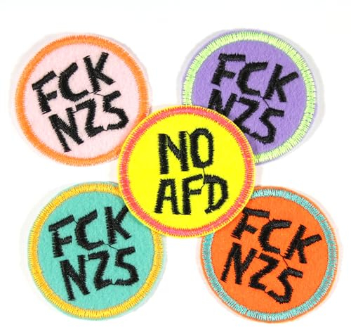 1 NO AFD & 4 FCK NZS Aufnäher Patches zum aufbügeln ca. 5cm Durchmesser