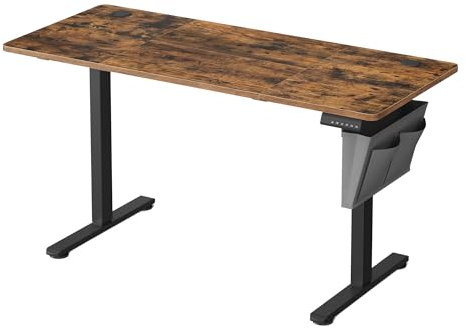 VASAGLE Electric Standing Desk, Height Adjustable Desk, 60 x 110 x (72-120) cm, 4 Memory Heights, Storage Pocket, for Home Office, Study, Rustic Brown and Ink Black LSD131K02