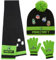 Minecraft Écharpe, Gant et Bonnet pour Garçon, Accessoires Hiver - Gaming Cadeau Enfants (Vert/Noir Character)