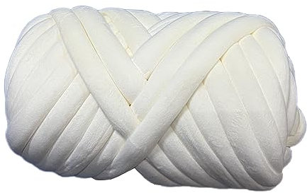 Chunky Cotton Tube Garn Handgestrickte Kristall Weiche Samt Gefüllte Garn 3cm Dicke Erstellen Grobe Warme Atmungsaktive Decken für Arm Stricken und DIY Projekte Tasche (13 Milchweiß)