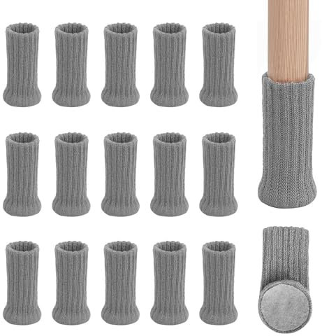 Lot de 16 chaussettes pour pieds de chaise avec coussinets en feutre - Double couche antidérapante - Pour la maison, l'école, le bureau, la bibliothèque (gris)