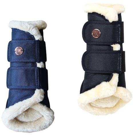 Marengos - Dressurgamaschen Modern Rosé | Pferde-Gamaschen mit weichem stoßdämpfendem Kunstfell | wasserdicht & atmungsaktiv | Gamaschen für Pferde | Pferdebeinschutz in Nachtblau | Größe XL