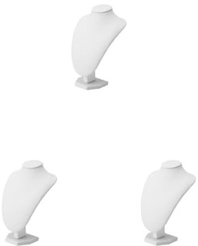 Adoorniequea 3er-Set Halsketten-Ketten, Schmuckbüsten, Einzelhandel, Geschäft, Halskettenständer, Weiß, PU, 21 x 15 cm