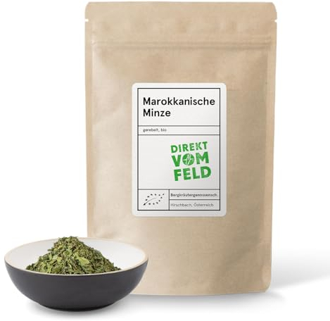 Direkt vom Feld Marokkanische Nana Minze | besonders frisches, kräftig-würziges Aroma| Gewürze und Kräuter |regionaler und nachhaltiger Anbau | BIO, gerebelt | 50g Nachfüllpack