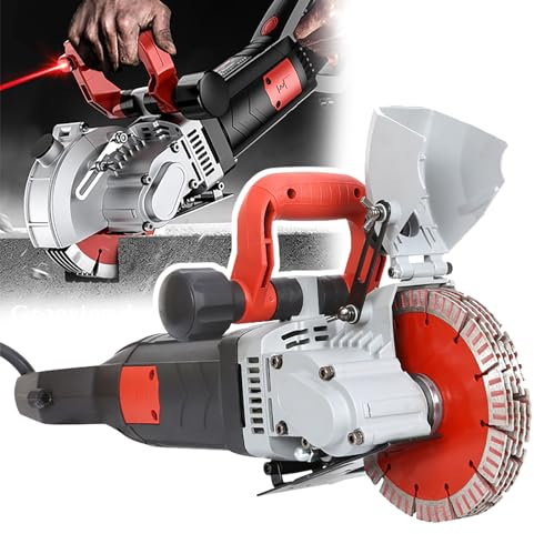 WhAeoy Mauernutfräse (4800 W), Betonwandschneidemaschine, Breite: 42 Mm/Tiefe: 41 Mm, 6500 U/min Und Bewegliche Abdeckung, Mit 5× Sägeblatt-133 Mm, Zum Schlitzen Von Wanddrahtleitungen,A