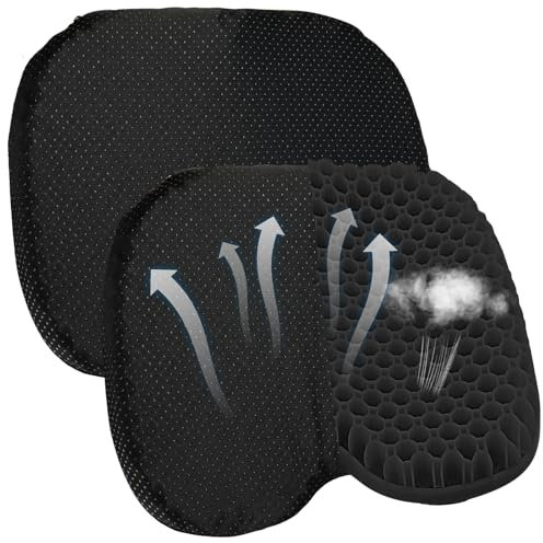 STATABSTA 2PCS Anti Slip Kayak Gel Seat Cushion with Cover, Waterproof Seat Cushion Kayak Seat Pad for Sit in Inflatable Kayak, Canoe & Boat Fishing, Rowing, Lifetime Kayak Accessories (Black)